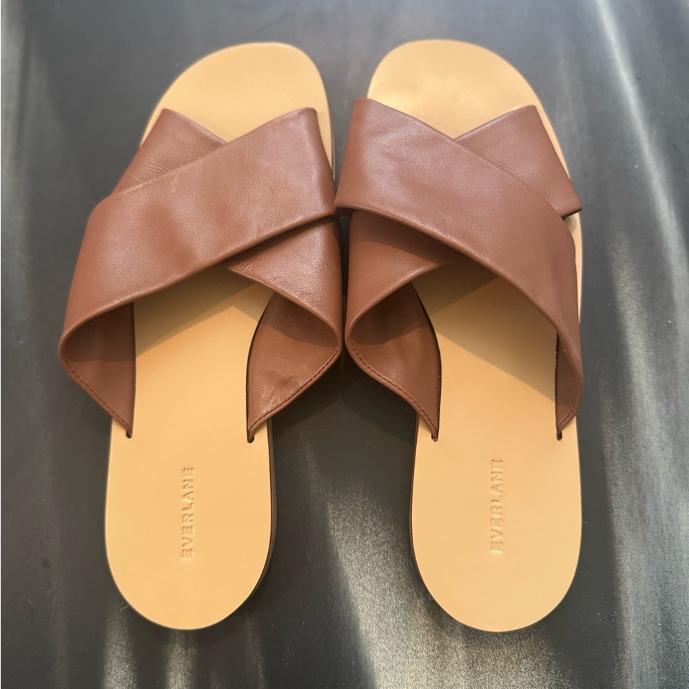 Everlane The Day Crossover Sandal, size 7.5, Sienna Brown